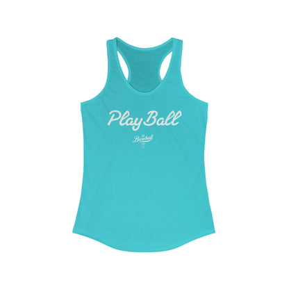 Play Ball White Print_Women's Racerback Tank