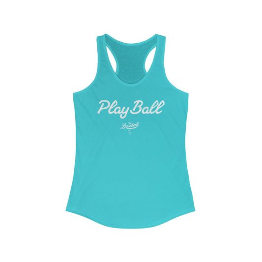 Play Ball White Print_Women's Racerback Tank