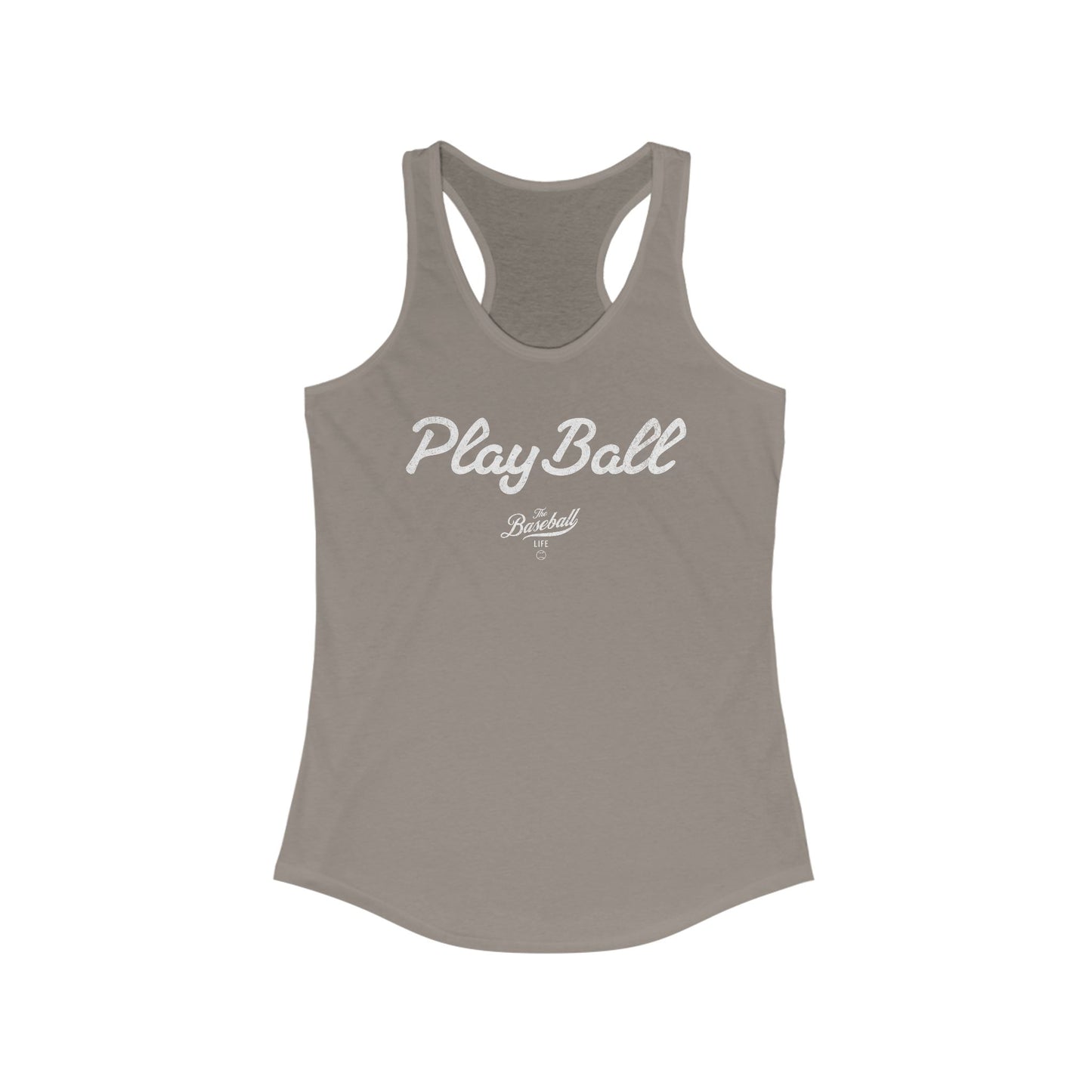 Play Ball White Print_Women's Racerback Tank