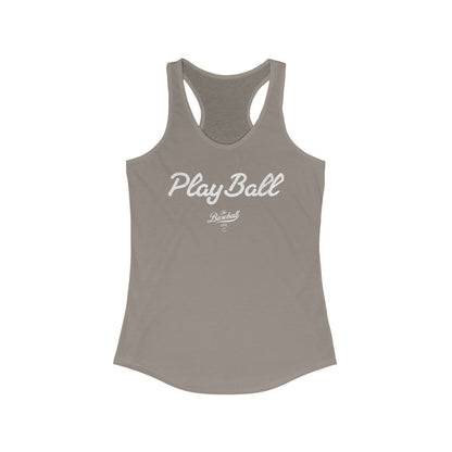 Play Ball White Print_Women's Racerback Tank