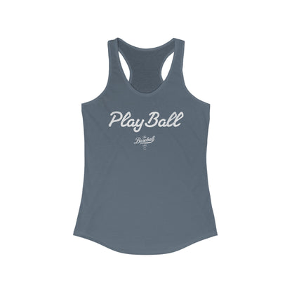 Play Ball White Print_Women's Racerback Tank