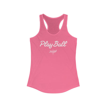 Play Ball White Print_Women's Racerback Tank