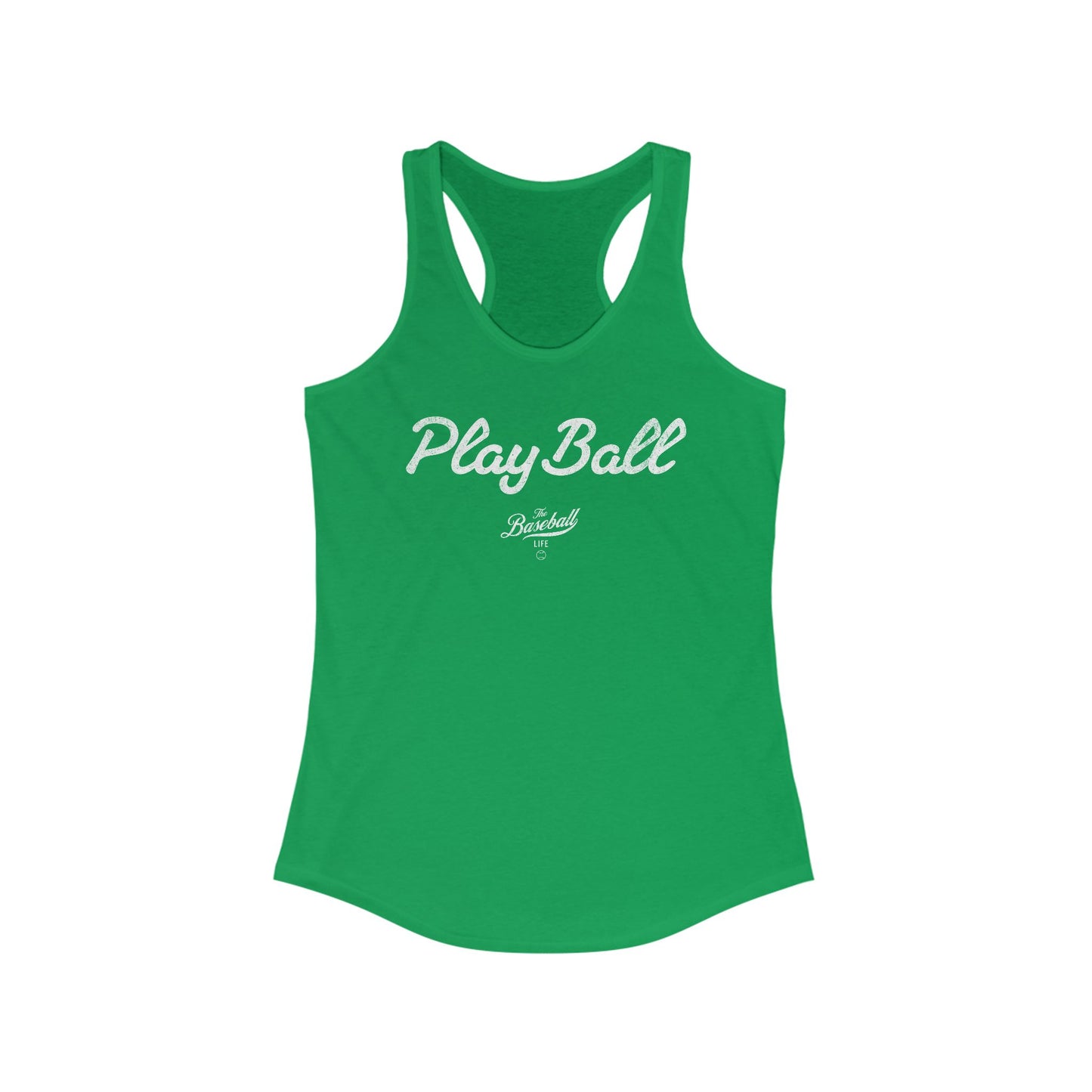 Play Ball White Print_Women's Racerback Tank