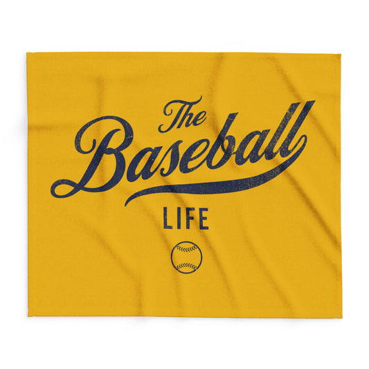 Fleece Blanket_Yellow Gold w Navy Print