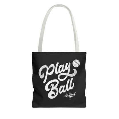 Play Ball Script Tote Bag_Black