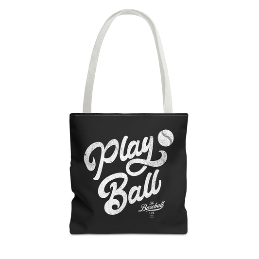 Play Ball Script Tote Bag_Black