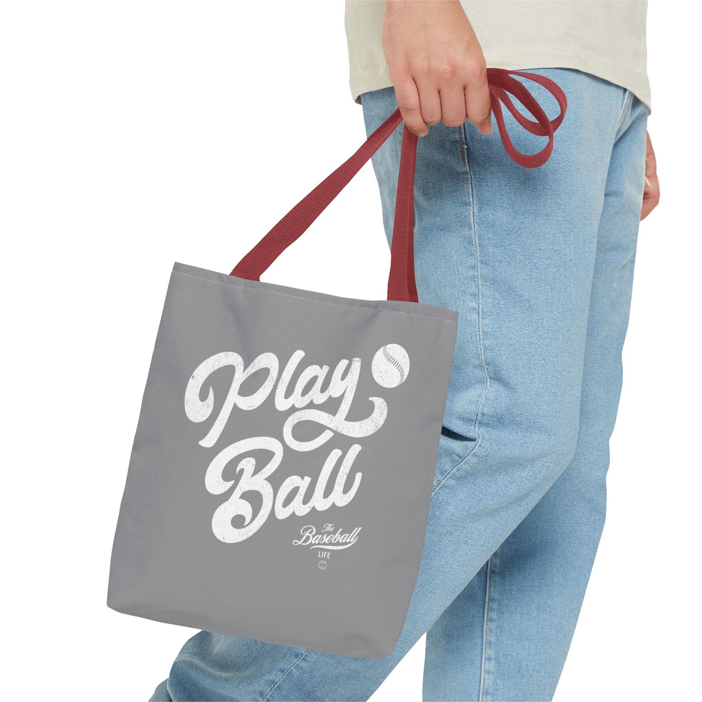 Play Ball Script Tote Bag_Medium Gray