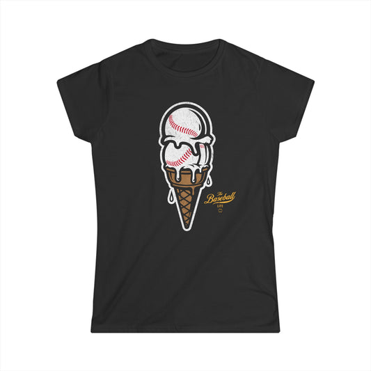 Women's Baseball Ice Cream Cone T-Shirt