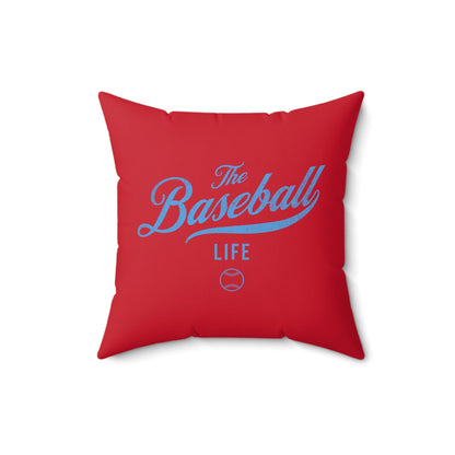 The Baseball Life Accent Pillow_Red w Carolina Blue Print