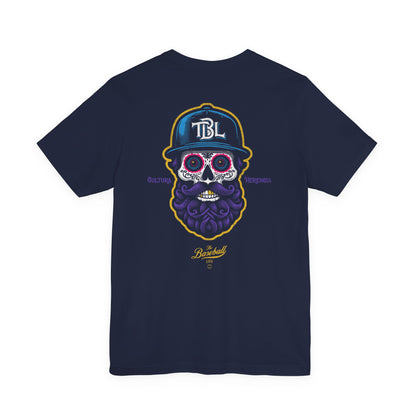 Sugar Skull with Beard Baseball T-Shirt