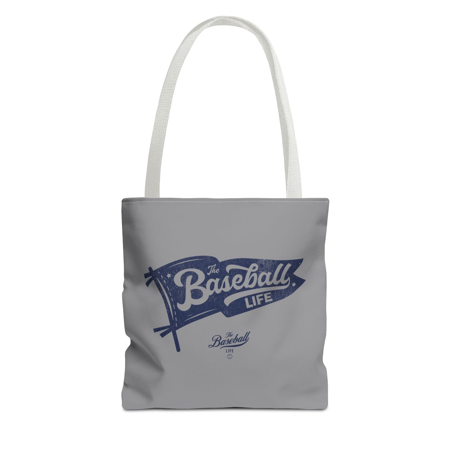 Vintage Pennant Tote Bag_Navy Print on Medium Gray