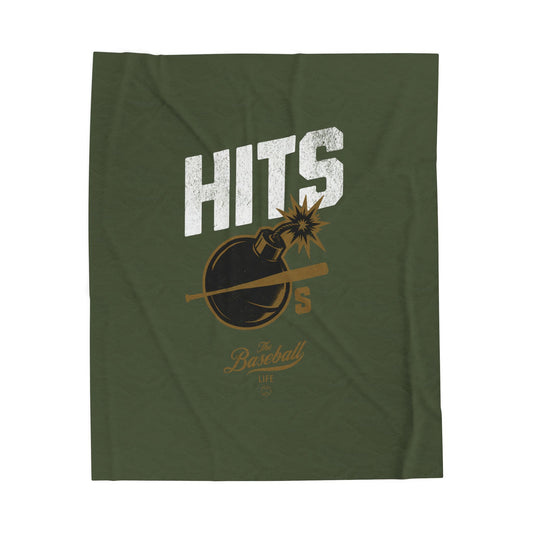 Velveteen Plush Blanket_Hits Bombs_Military Green