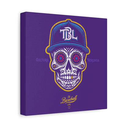 Beisbol Sugar Skull Series_Player 1  Wall Art Canvas_Purple