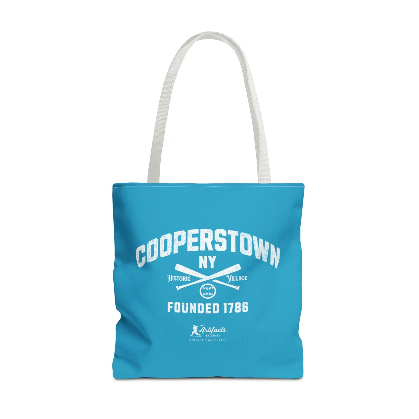 Cooperstown, NY Tote Bag_Turquoise w White Print