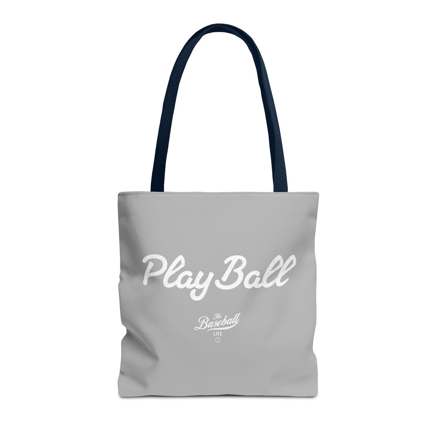 Play Ball Tote Bag_Light Gray with White Print