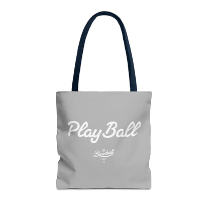 Play Ball Tote Bag_Light Gray with White Print