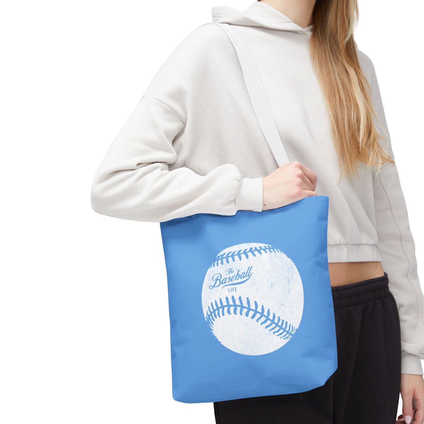 Weathered Baseball Tote Bag_Carolina Blue