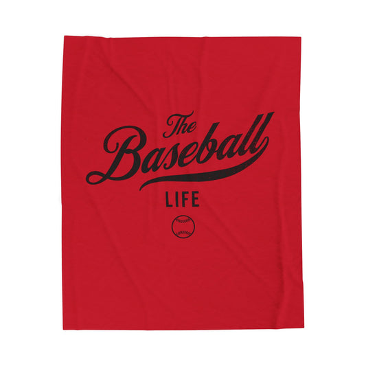 Velveteen Plush Blanket_Red with Black Print