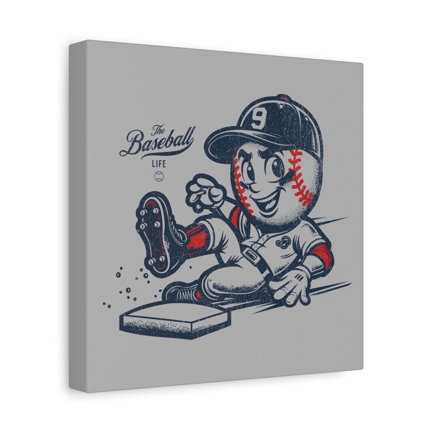 Mr. Baseball Mascot Sliding Wall Art Canvas