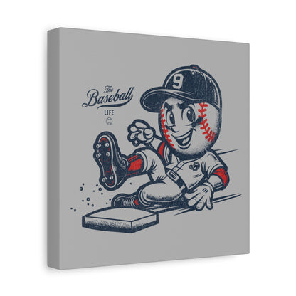Mr. Baseball Mascot Sliding Wall Art Canvas