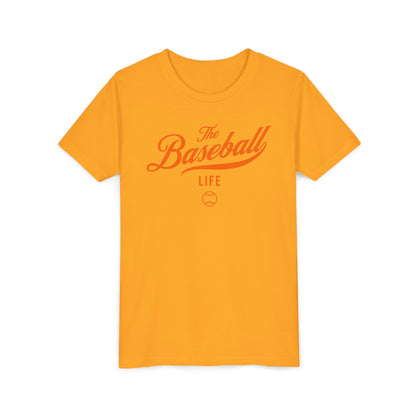 Youth The Baseball Life Classic Script T-Shirt_Orange Print