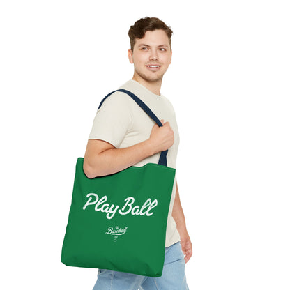 Play Ball Tote Bag_Green with White Print