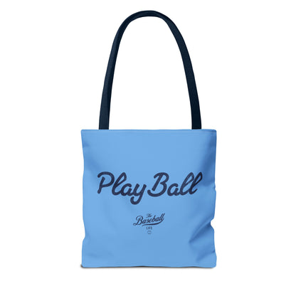 Play Ball Tote Bag_Carolina Blue with Navy Print