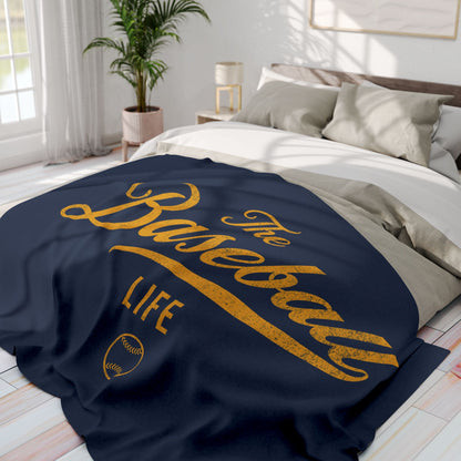 Fleece Blanket_Navy w Yellow Gold Print