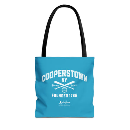 Cooperstown, NY Tote Bag_Turquoise w White Print