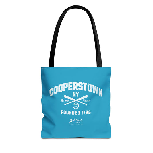 Cooperstown, NY Tote Bag_Turquoise w White Print
