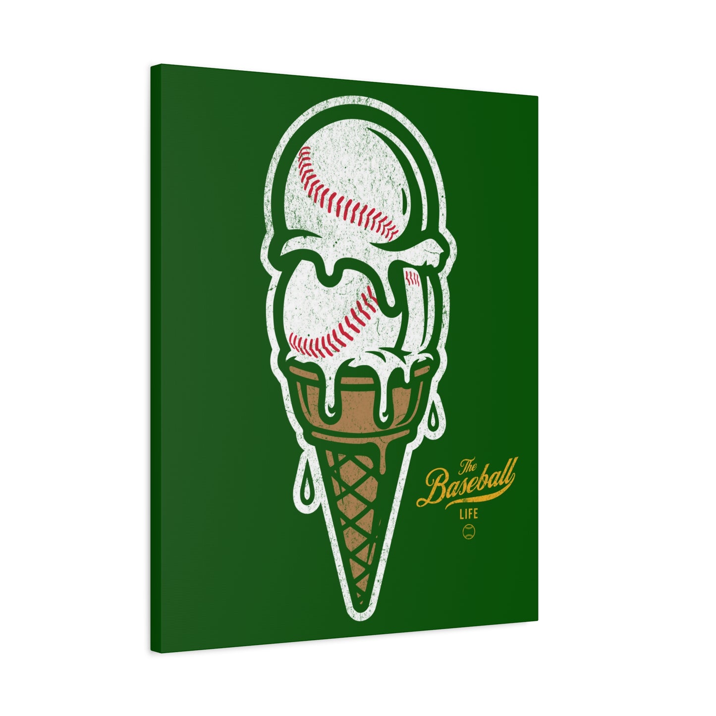 Baseball Ice Cream Cone Wall Art Canvas_Grass Green