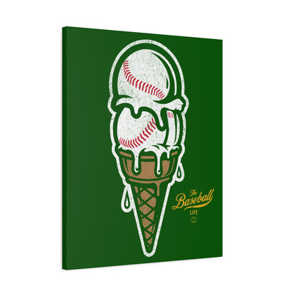 Baseball Ice Cream Cone Wall Art Canvas_Grass Green