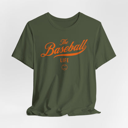 The Baseball Life Classic Script T-Shirt_Orange Print