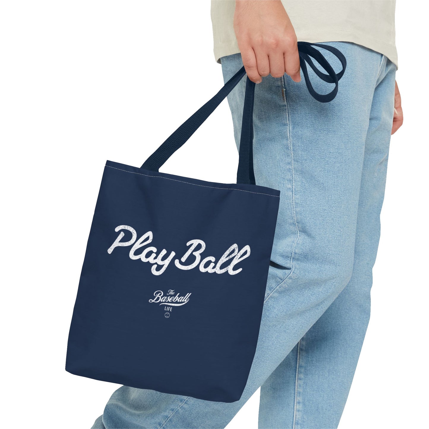 Play Ball Tote Bag_Navy with White Print