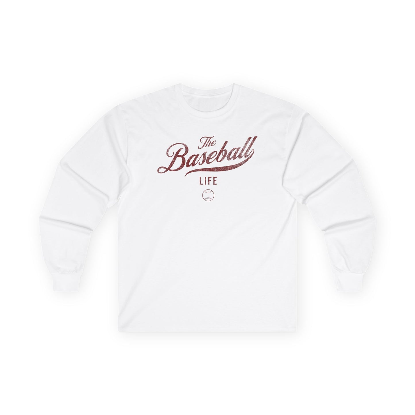 The Baseball Life Long Sleeve T-Shirt_Maroon Print