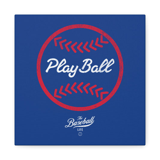 Play Ball Graphic Baseball Wall Art Canvas_Royal Blue