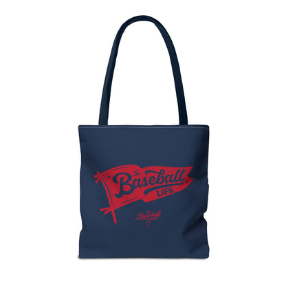 Vintage Pennant Tote Bag_Red Print on Navy
