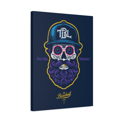 Beisbol Sugar Skull Series_Player 2 Wall Art Canvas_Navy