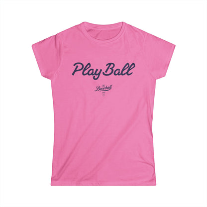 Play Ball Women's Baseball T-Shirt - Navy Print