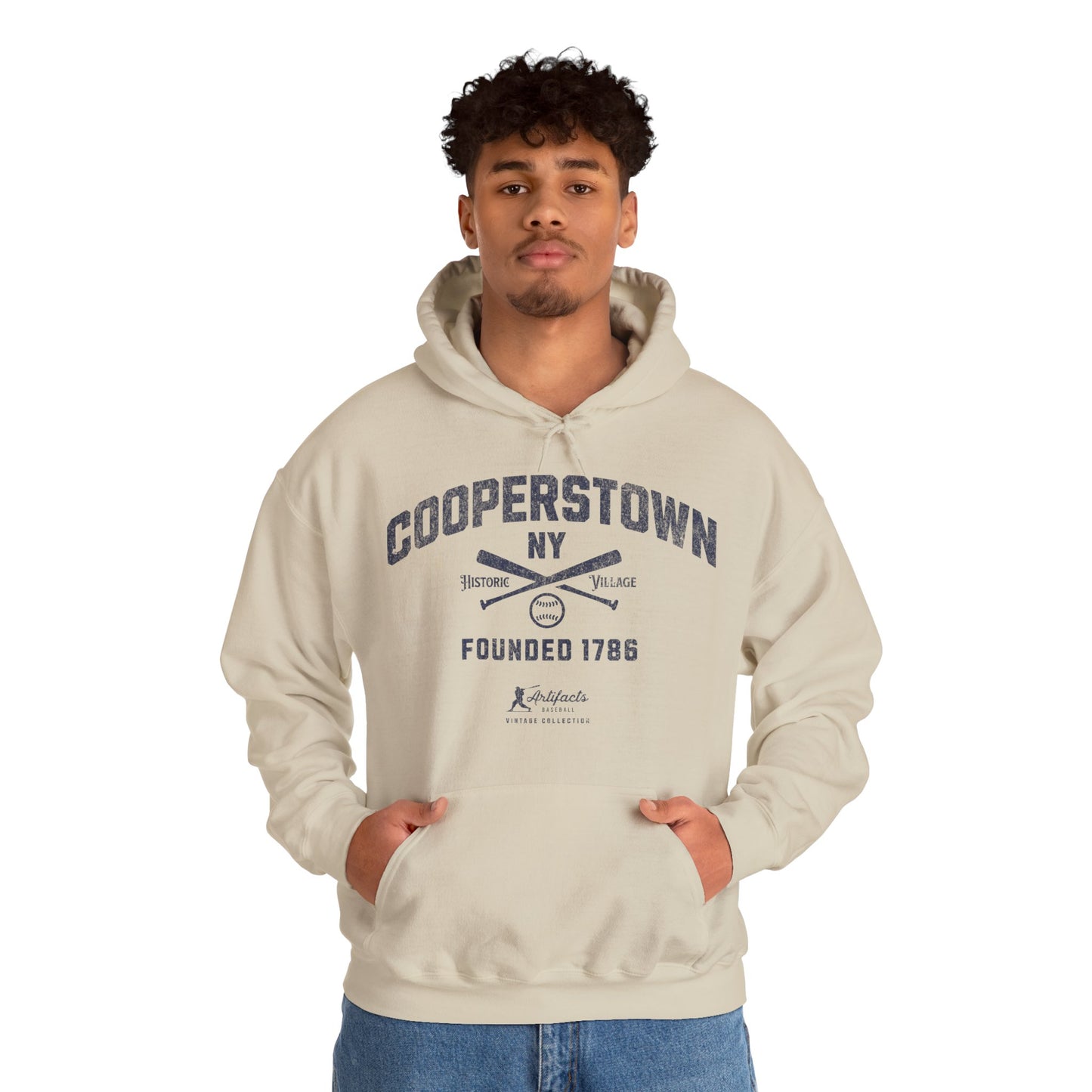 Cooperstown, NY Hoodie - Navy Print