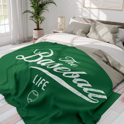 Fleece Blanket_Green w White Print