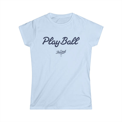 Play Ball Women's Baseball T-Shirt - Navy Print