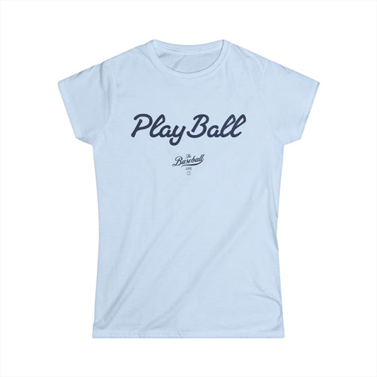 Play Ball Women's Baseball T-Shirt - Navy Print