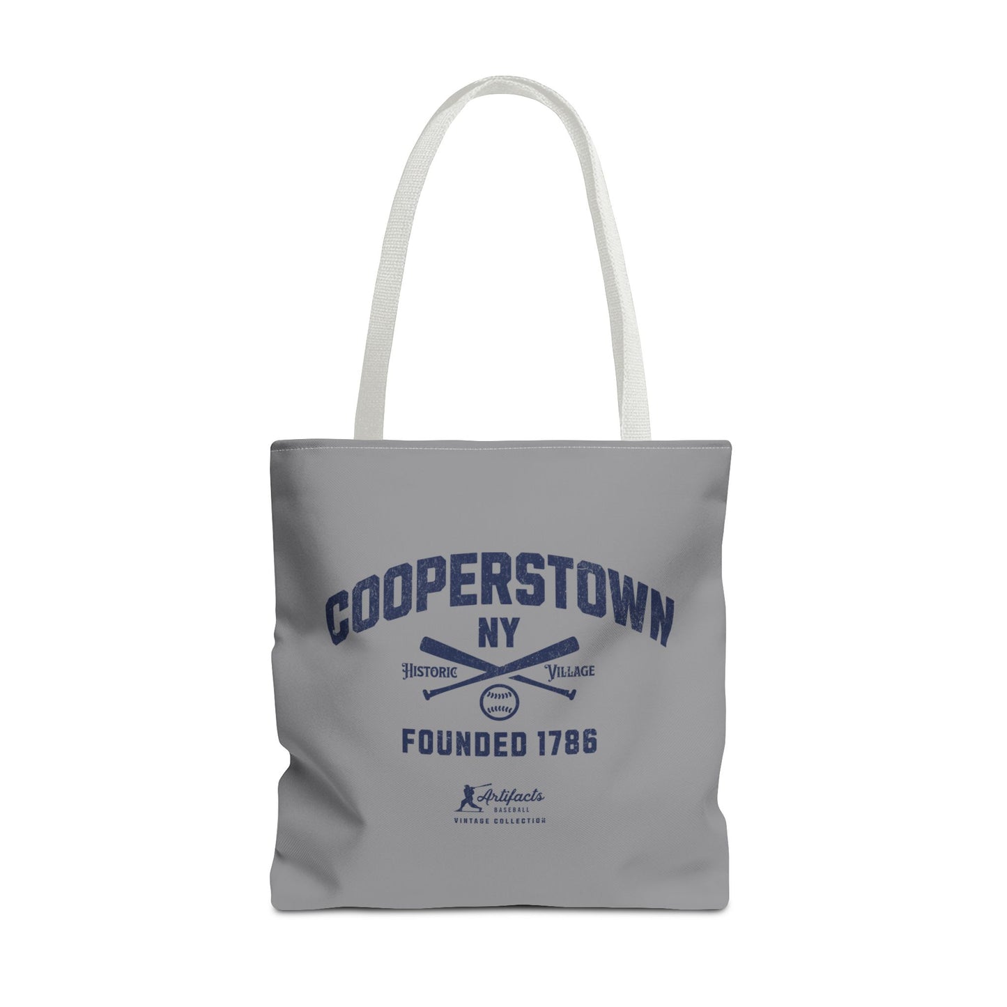 Cooperstown, NY Tote Bag_Gray w Navy Print