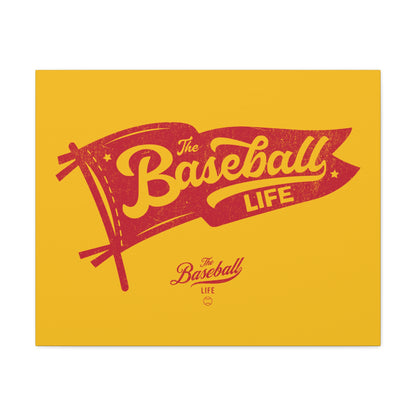Classic Pennant Wall Art Canvas_Red Print on Yellow Gold
