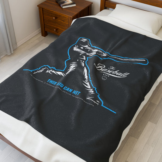 Velveteen Plush Blanket_This Kid Can Hit_Dark Gunmetal Gray