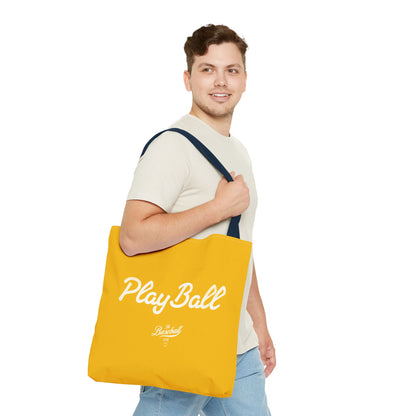 Play Ball Tote Bag_Yellow Gold with White Print