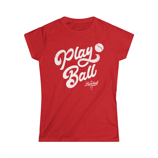 Women's Play Ball Script Baseball T-Shirt