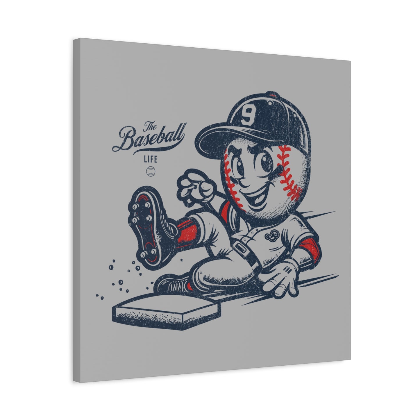 Mr. Baseball Mascot Sliding Wall Art Canvas