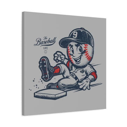 Mr. Baseball Mascot Sliding Wall Art Canvas